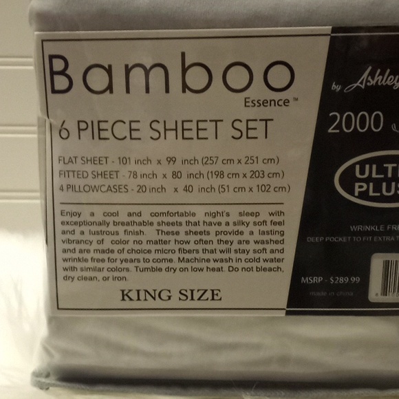 Bamboo Essence King Size Light Gray- 6 Piece Sheet Set - Picture 7 of 10